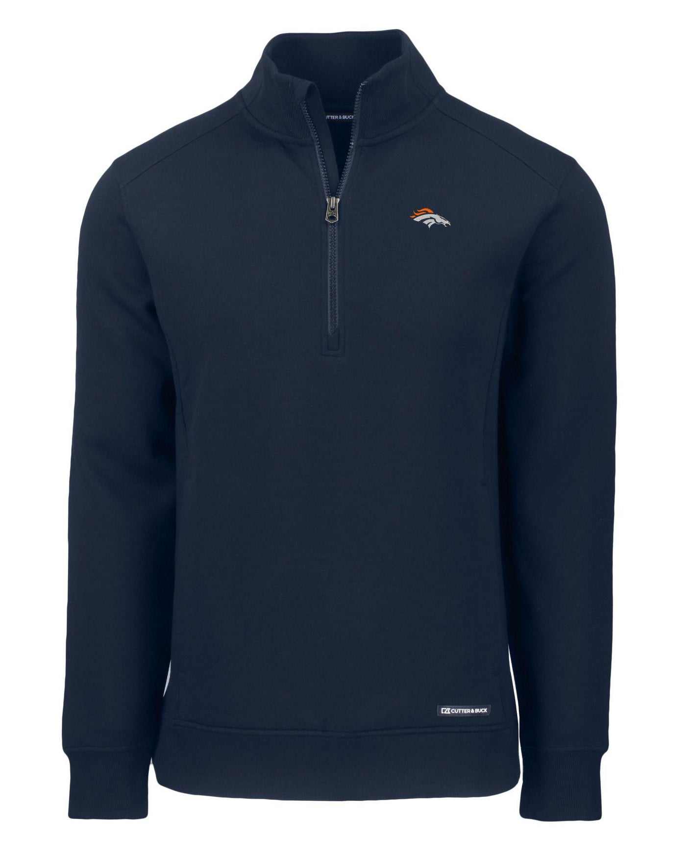 Broncos Cutter and Buck Men's Roam Eco Quarter Zip Pullover- Navy