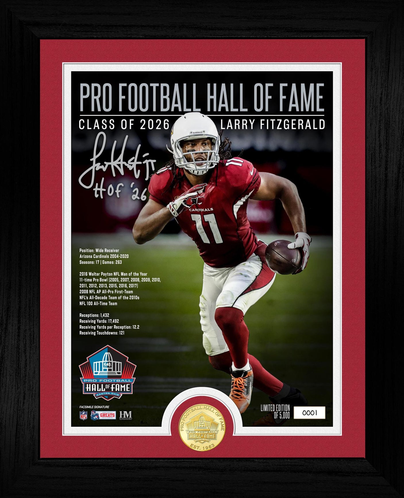 Larry Fitzgerald Class of 2026 Hall of Fame Induction Bronze Coin Photo Mint
