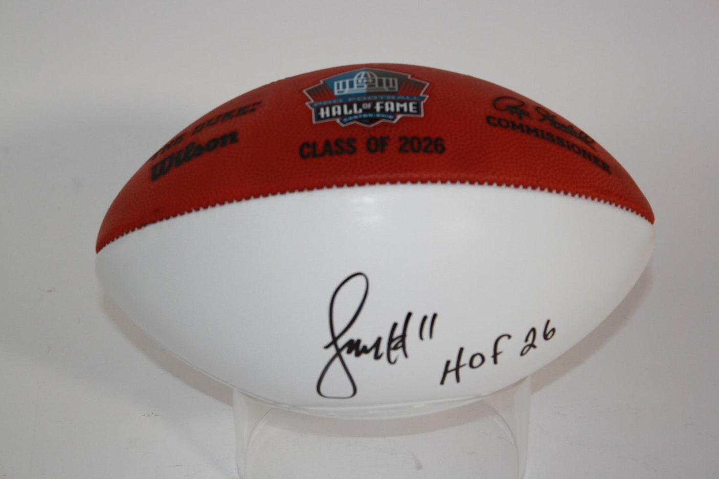 Larry Fitzgerald Autographed Football with HOF Inscription