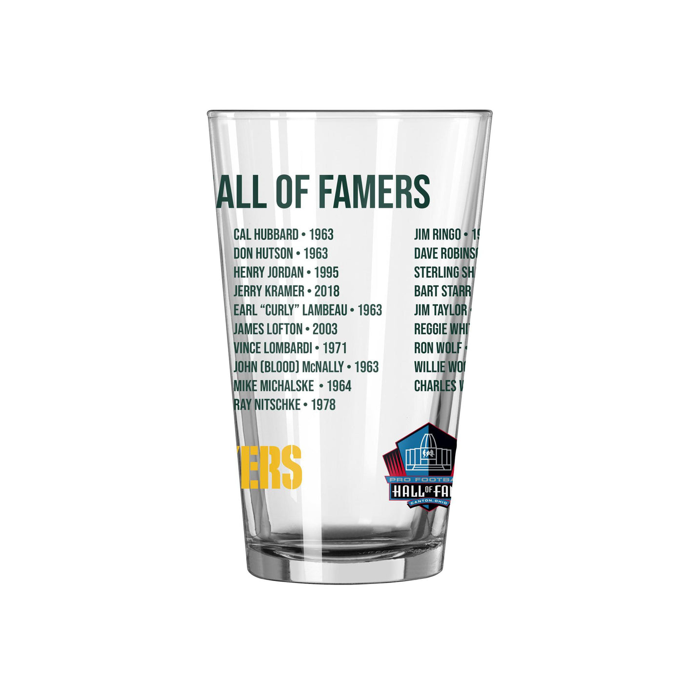 Packers Hall of Famer Pint Glass