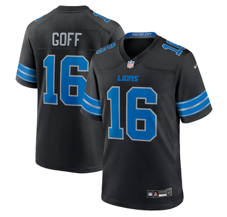 Lions Jared Goff Men's Black Alternate Nike Game Jersey