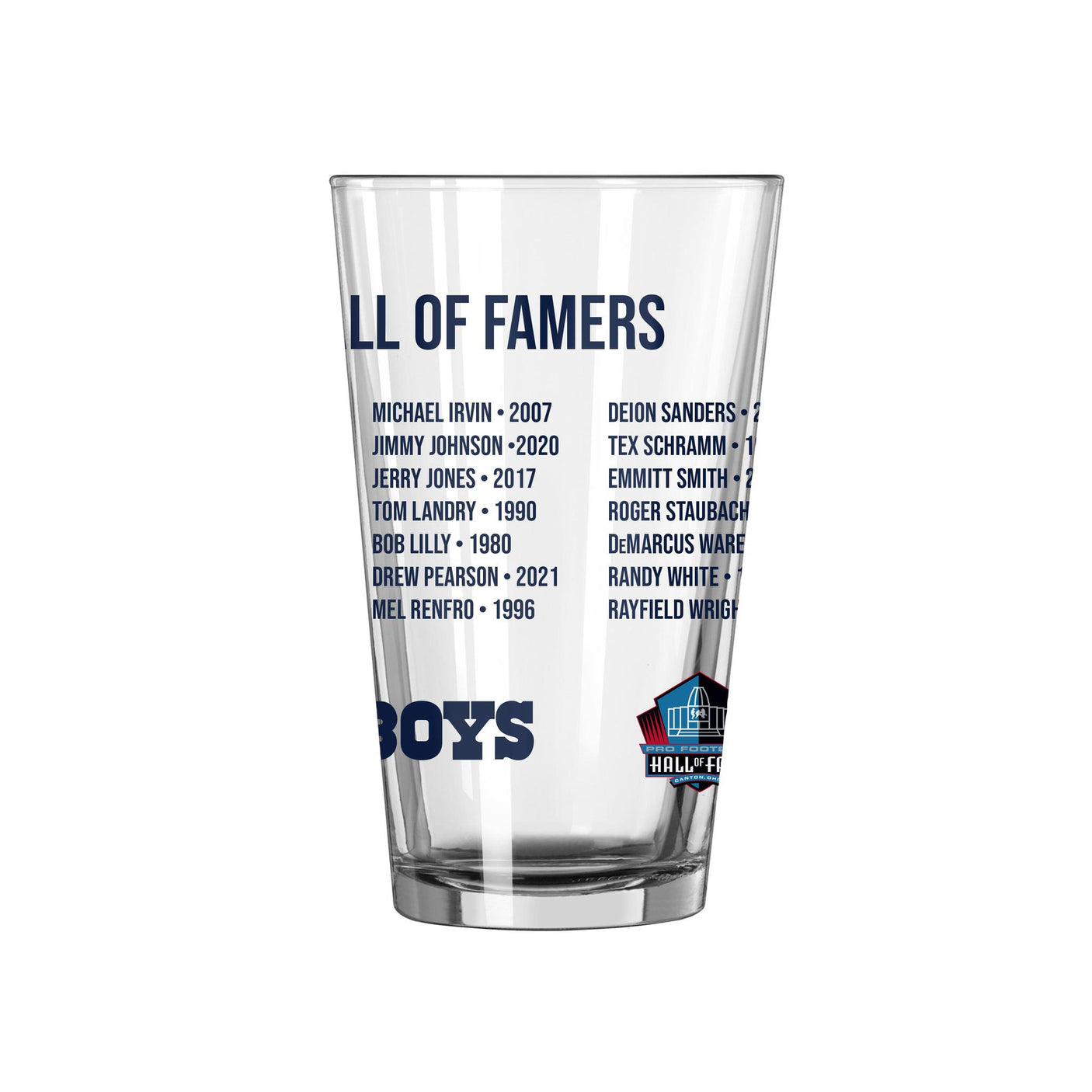 Cowboys Hall of Famer Pint Glass