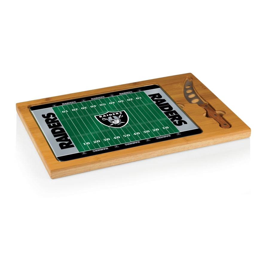 Raiders Icon Glass Top Cutting Board & Knife Set by Picnic Time Pro Football Hall of Fame