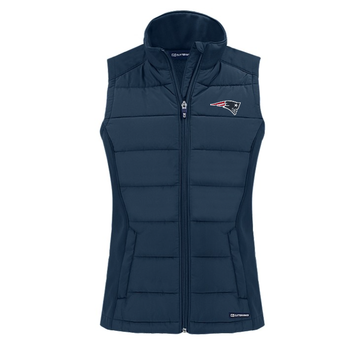 Patriots Cutter and Buck Women's Navy Evoke Eco Hybrid Vest