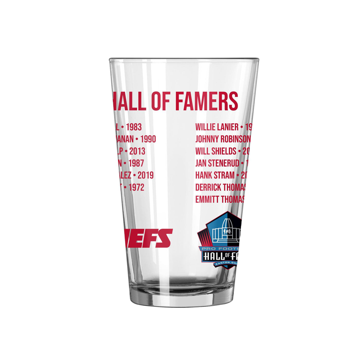 Chiefs Hall of Famer Pint Glass
