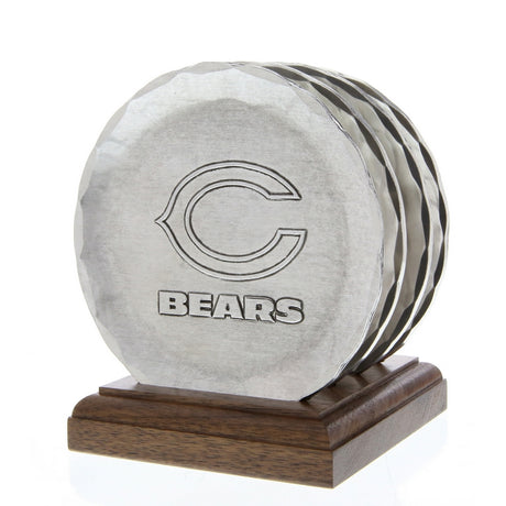 Bears 4-Piece Aluminum Coaster Set with Caddy