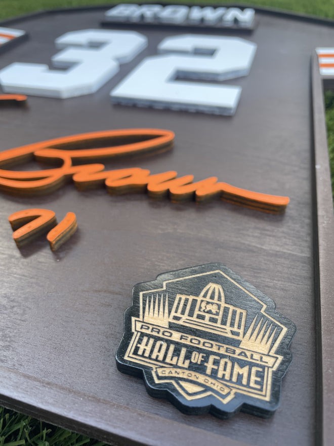 Jim Brown Wood Jersey 3D Brown Sign