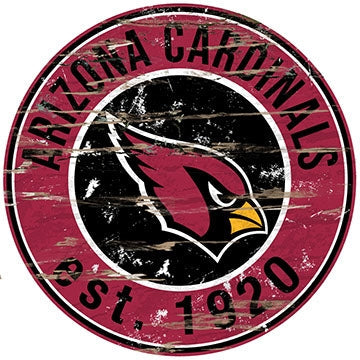 Cardinals Established Date Distressed Round Wall Art Pro Football Hall of Fame