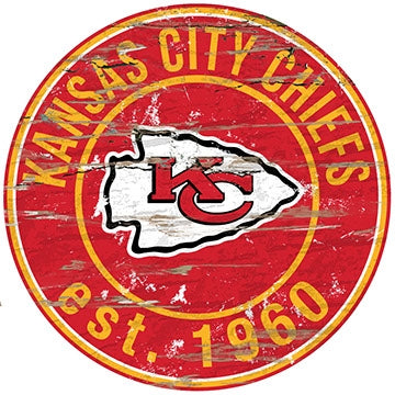 Chiefs Established Date Distressed Round Wall Art Pro Football Hall of Fame