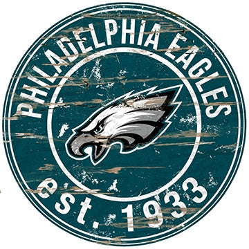 Eagles Established Date Distressed Round Wall Art Pro Football Hall of Fame