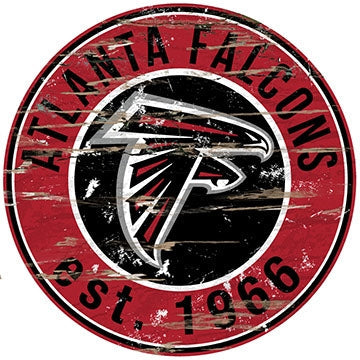Falcons Established Date Distressed Round Wall Art Pro Football Hall of Fame