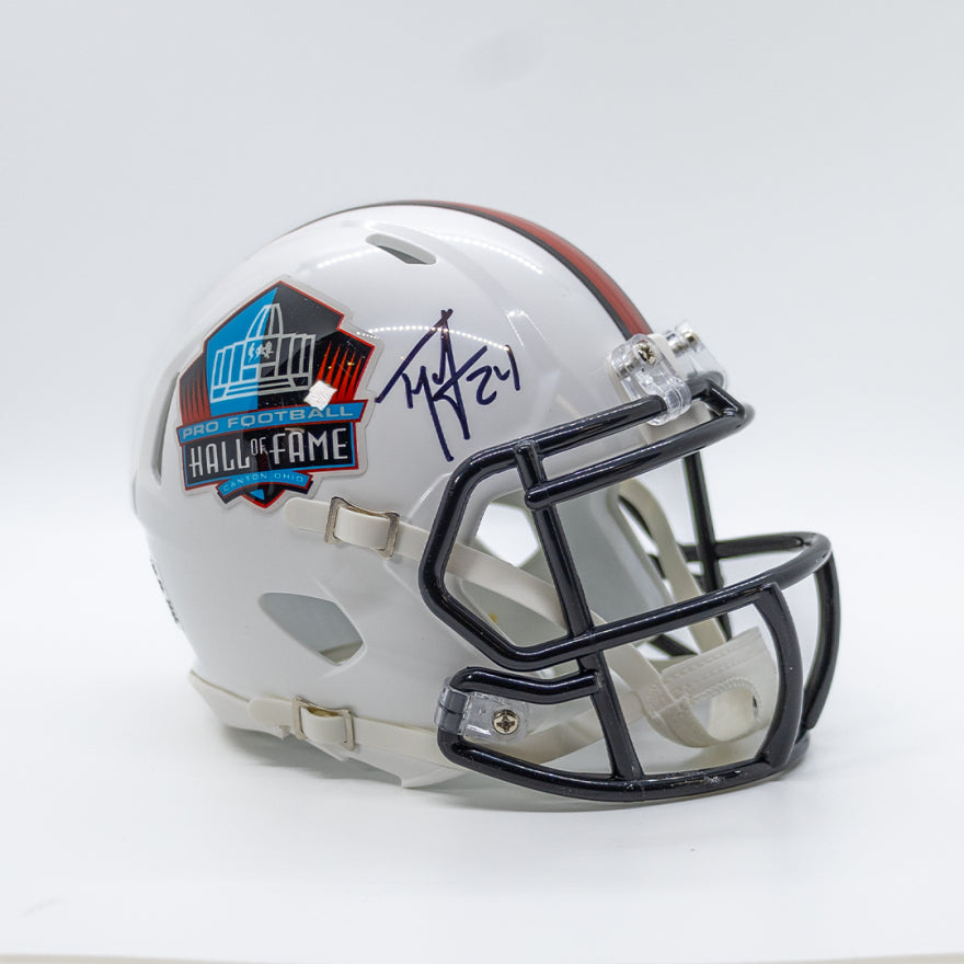 Ty Law Autographed Hall of Fame Speed Mini Helmet