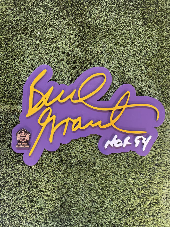 Bud Grant 3D Signature Color Wall Sign - DS