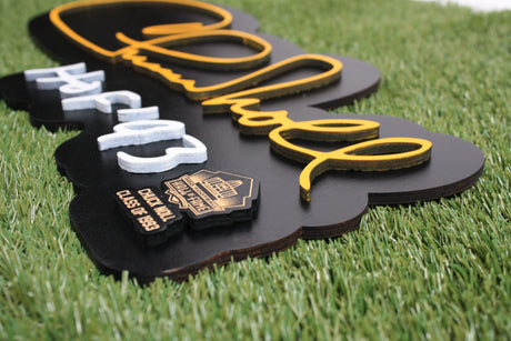 Chuck Noll Color Wood Sign