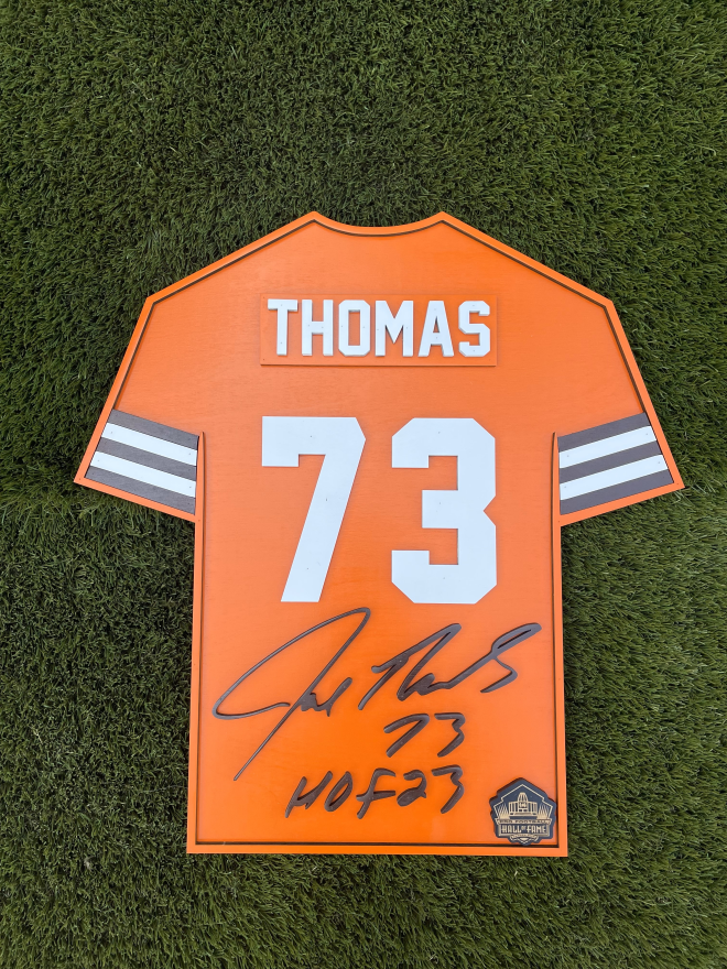 Joe Thomas Wood Jersey 3D Orange Sign - DS