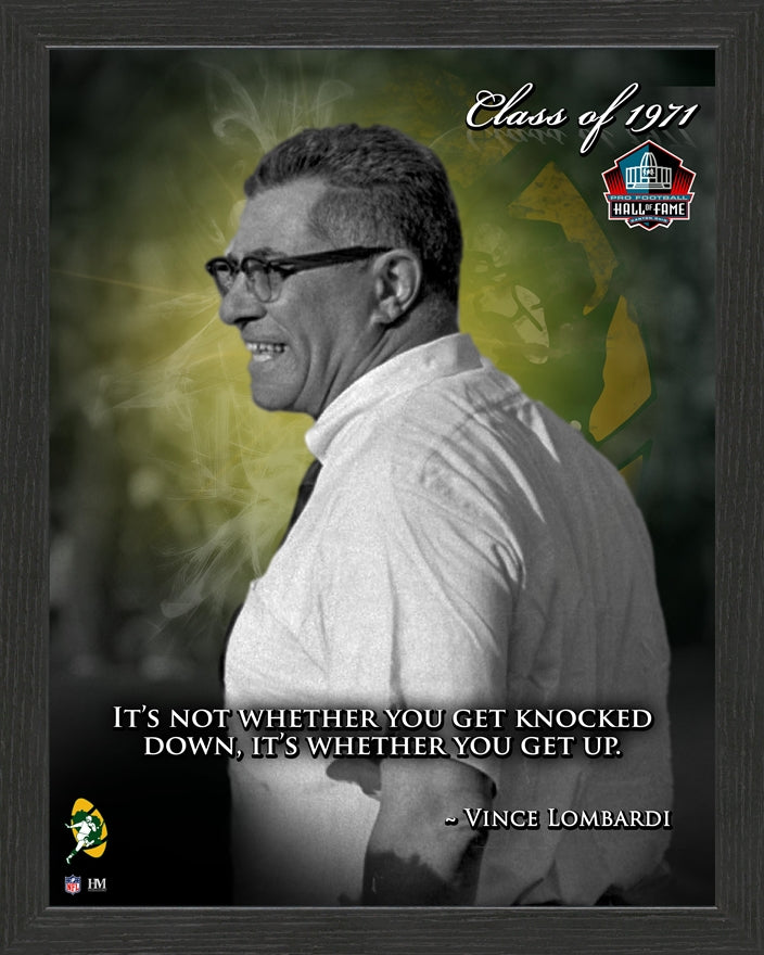 Vince Lombardi Knocked Down Inspiration Frame Pro Football Hall of Fame