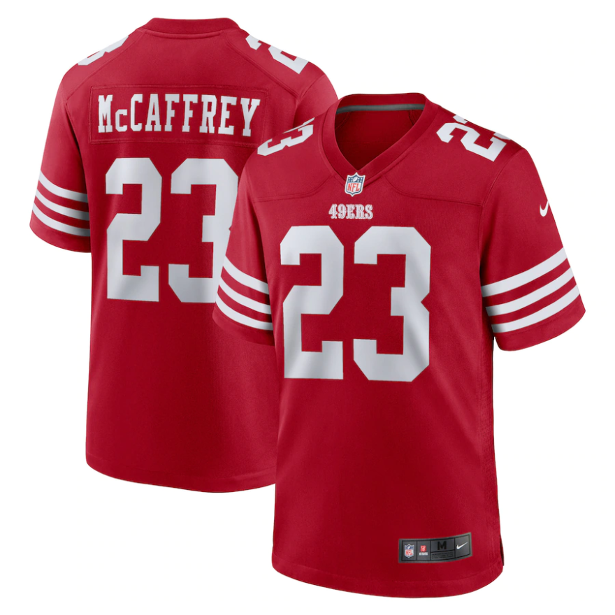 49ers Christian McCaffrey Men's Red Nike Game Jersey