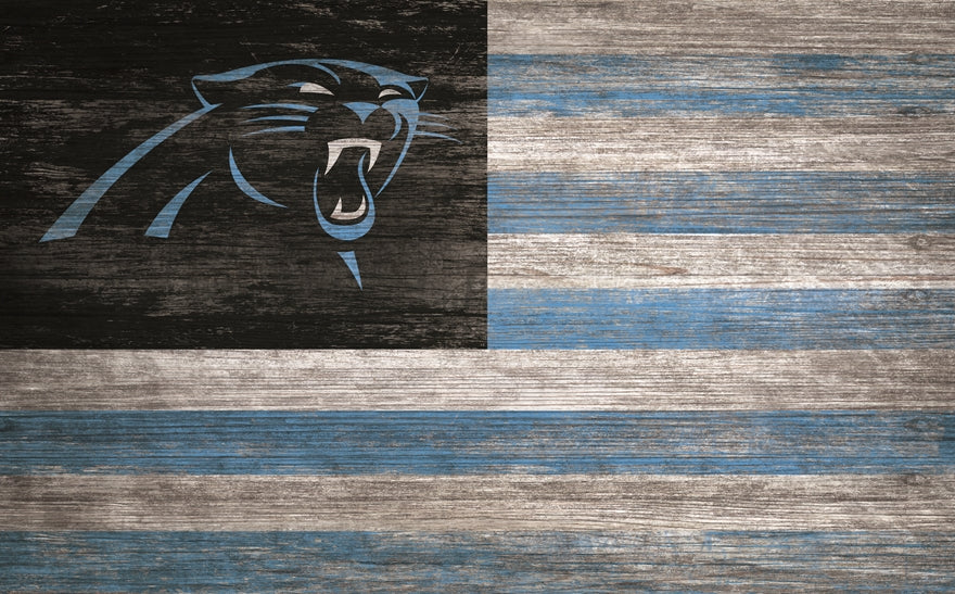 Panthers 11'' x 19'' Distressed Flag Sign Pro Football Hall of Fame