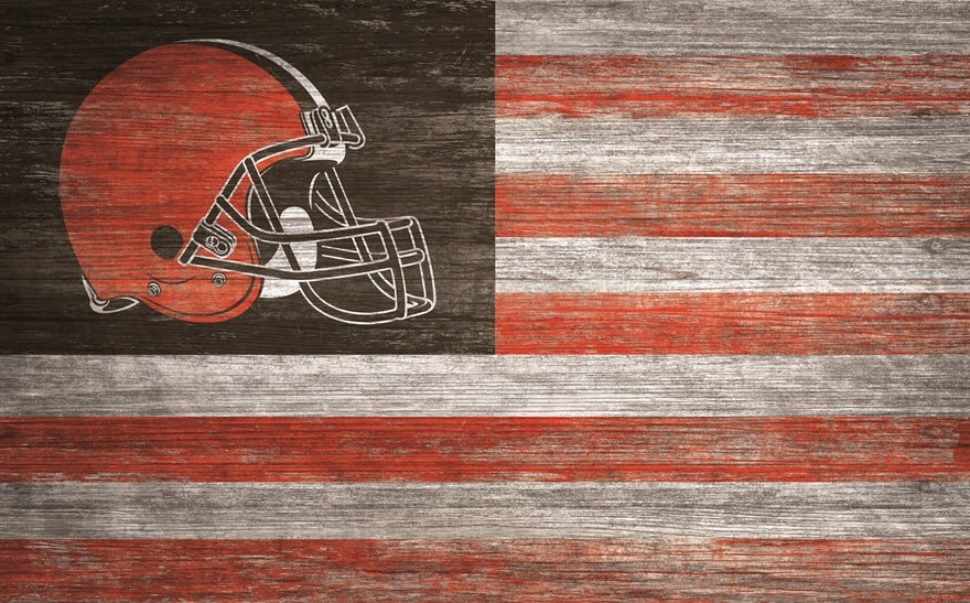 Browns 11'' x 19'' Distressed Flag Sign Pro Football Hall of Fame