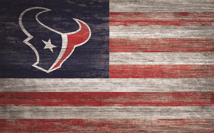 Texans 11'' x 19'' Distressed Flag Sign Pro Football Hall of Fame