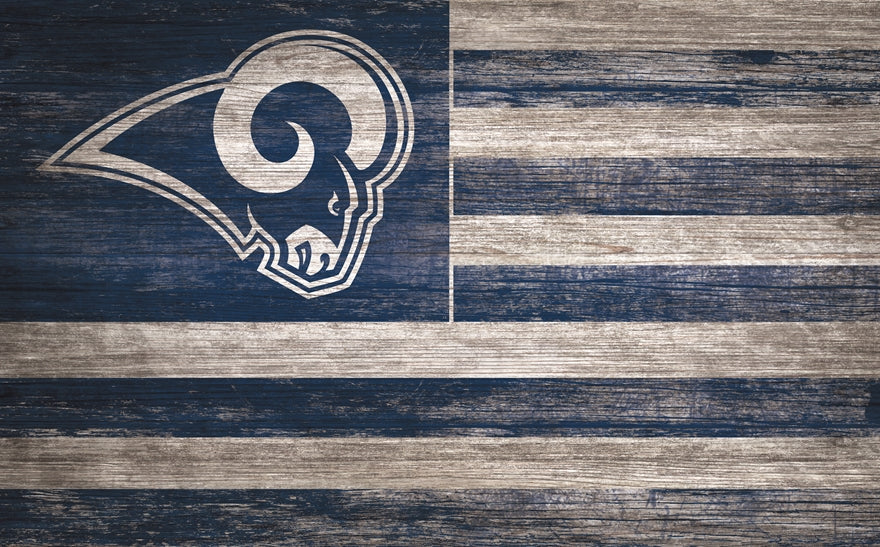 Rams 11'' x 19'' Distressed Flag Sign Pro Football Hall of Fame