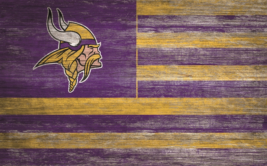 Vikings 11'' x 19'' Distressed Flag Sign Pro Football Hall of Fame