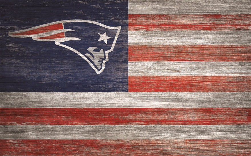 Patriots 11'' x 19'' Distressed Flag Sign Pro Football Hall of Fame