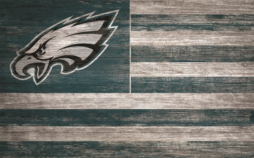 Eagles 11'' x 19'' Distressed Flag Sign Pro Football Hall of Fame