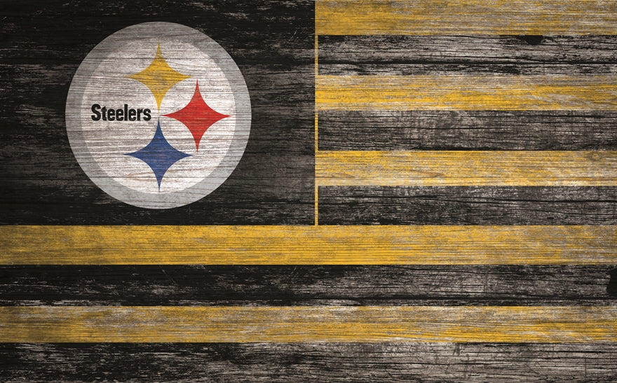 Steelers 11'' x 19'' Distressed Flag Sign Pro Football Hall of Fame