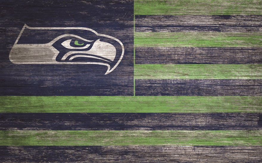 Seahawks 11'' x 19'' Distressed Flag Sign Pro Football Hall of Fame