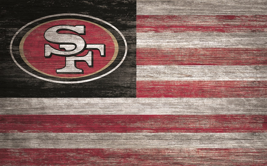 49ers 11'' x 19'' Distressed Flag Sign Pro Football Hall of Fame