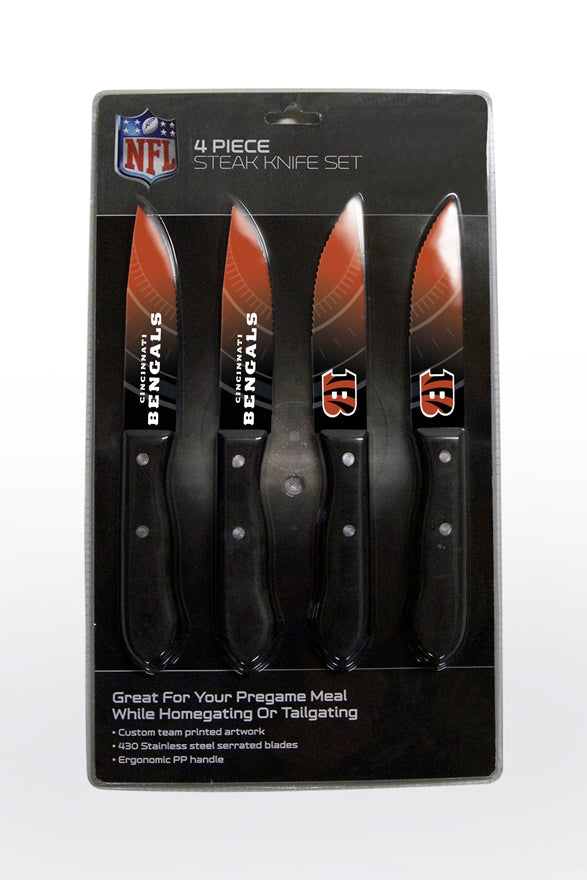 Bengals 4-Piece Stainless Steel Steak Knife Set