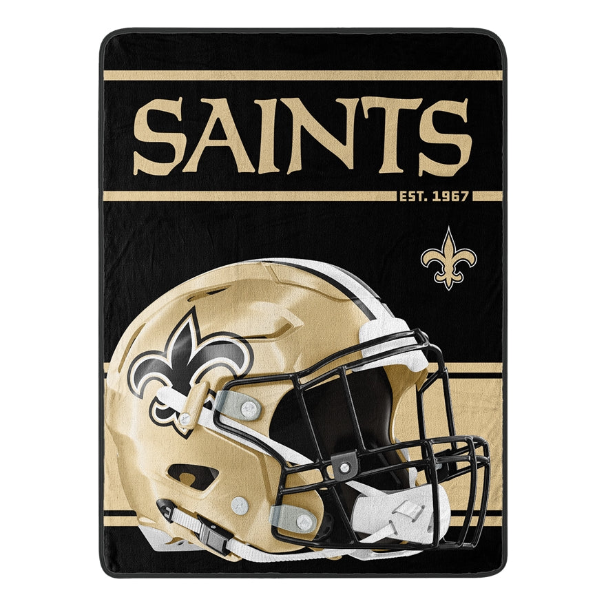 Saints 46" x 60" 40-Yard Dash Micro Raschel Blanket