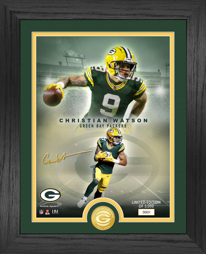 Green Bay Packers Christian Watson NFL Legends Bronze Coin Photo Mint