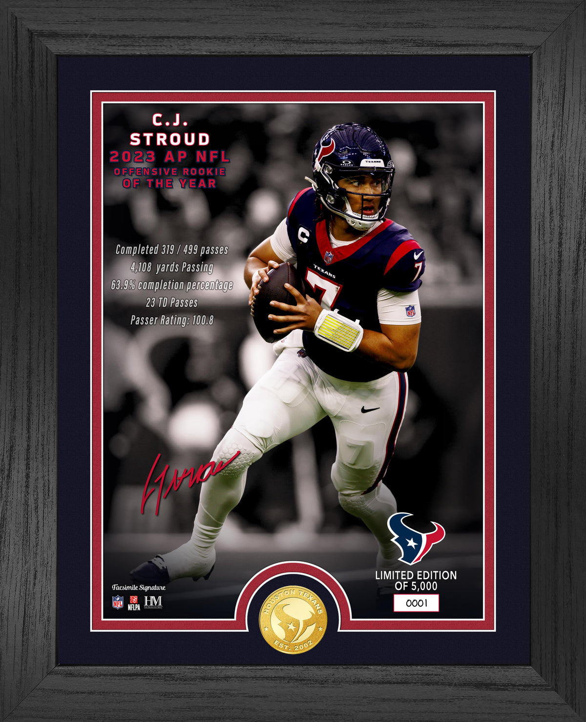 Texans CJ Stroud 2023 Rookie of the Year Bronze Coin Photo Mint Highland Mint