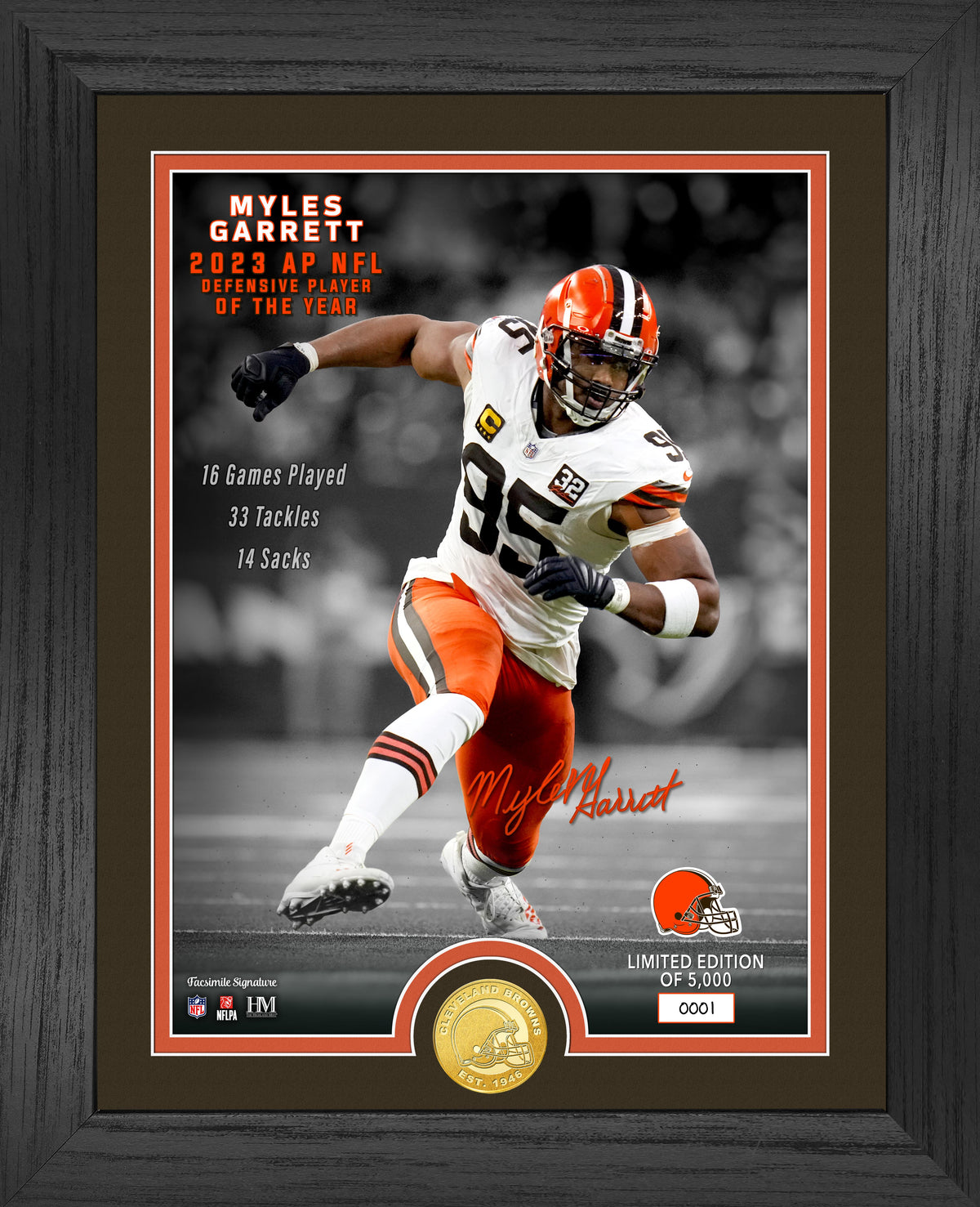 Myles Garrett 2023 Defensive Player of the Year Bronze Coin Photo Mint Highland Mint