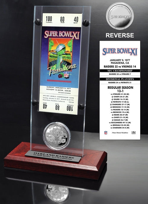 Super Bowl XI (11) Ticket & Game Coin Collection