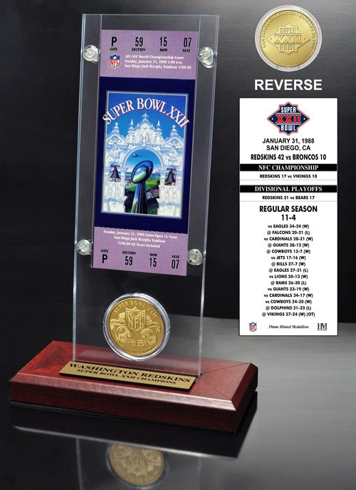 Super Bowl XXII (22) Ticket & Game Coin Collection