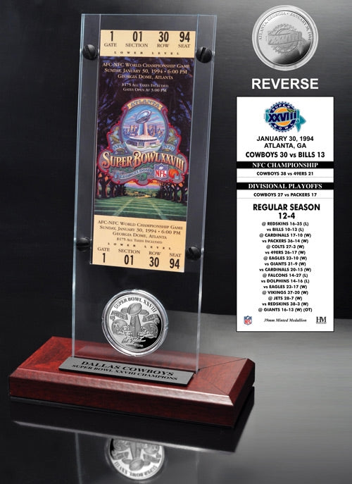 Super Bowl XXVIII (28) Ticket & Game Coin Collection