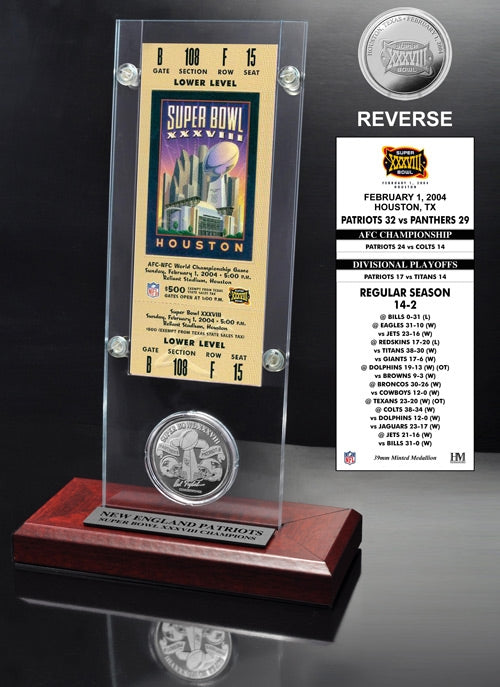 Super Bowl XXXVIII (38) Ticket & Game Coin Collection