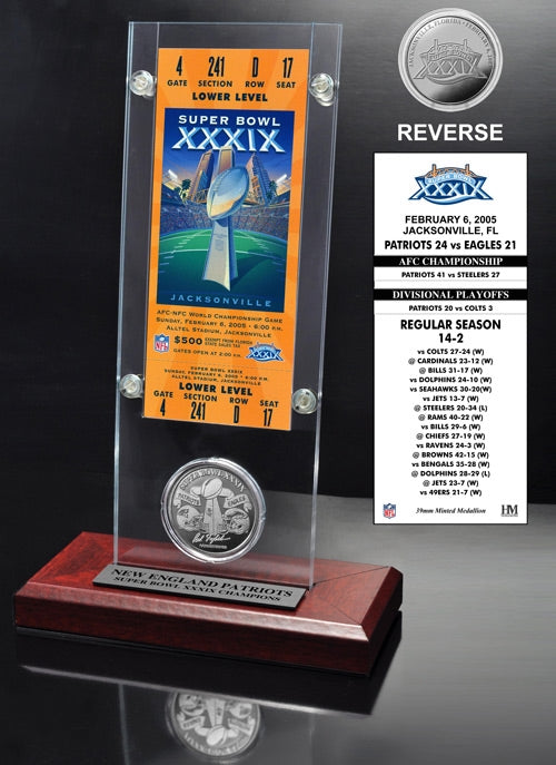 Super Bowl XXXIX (39) Ticket & Game Coin Collection