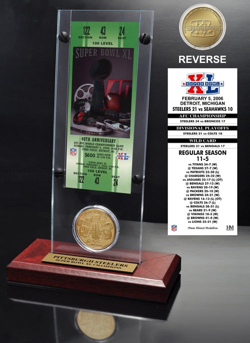 Super Bowl XL (40) Ticket & Game Coin Collection