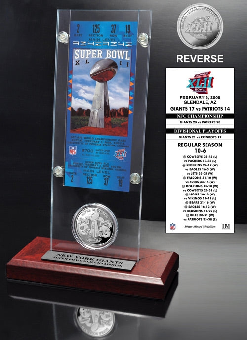 Super Bowl XLII (42) Ticket & Game Coin Collection