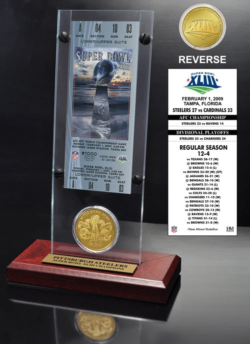 Super Bowl XLIII (43) Ticket & Game Coin Collection