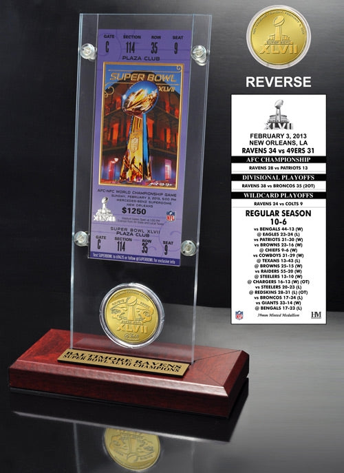 Super Bowl XLVII (47) Ticket & Game Coin Collection