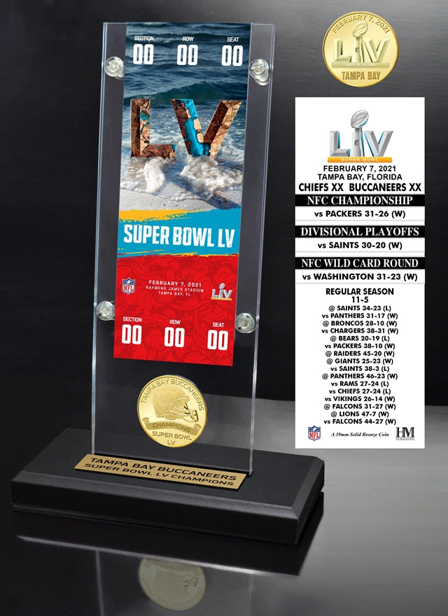 Buccaneers Super Bowl LV (55) Champions Bronze Coin Ticket Acrylic