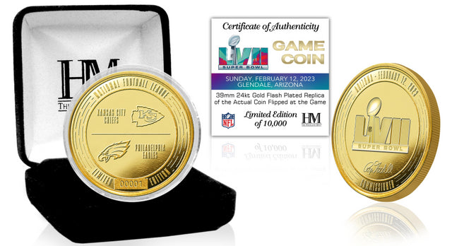 Chiefs vs. Eagles Highland Mint Super Bowl LVII (57) Dueling Gold Flip Coin