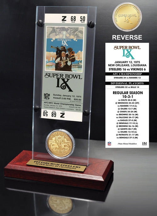 Super Bowl IX (9) Ticket & Game Coin Collection