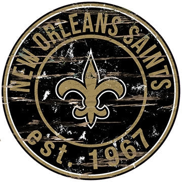 Saints Established Date Distressed Round Wall Art Pro Football Hall of Fame