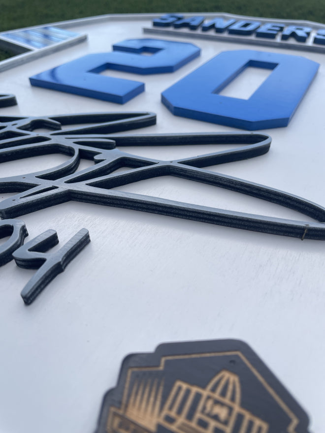 Barry Sanders Wood Jersey White 3D Sign - DS